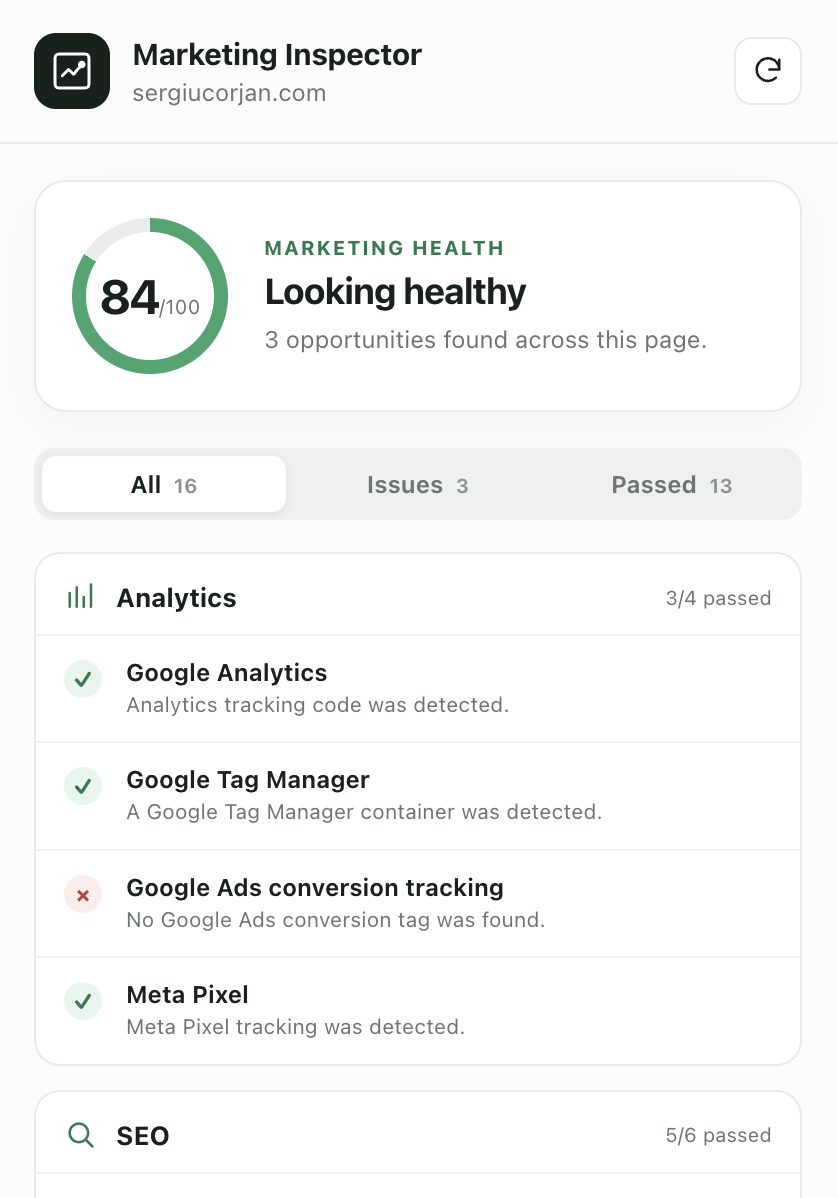 Website Marketing Inspector screenshot 1