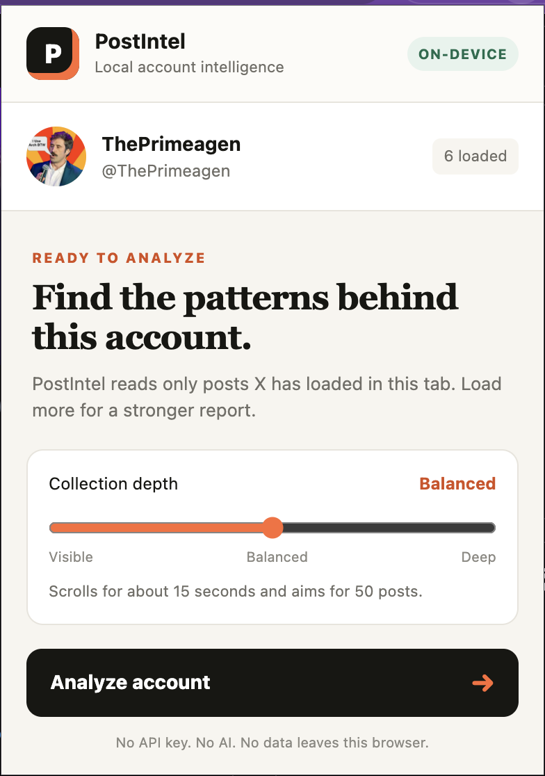 X Account Analytics screenshot 1