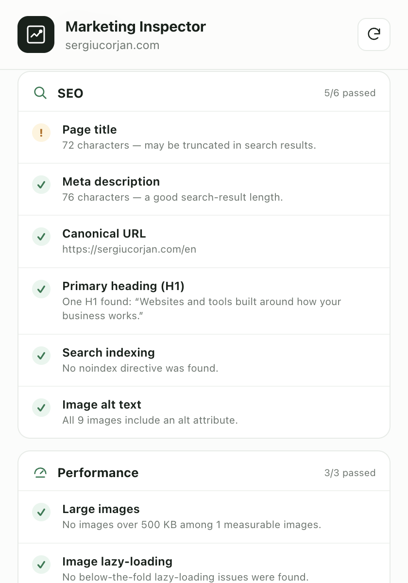 Website Marketing Inspector screenshot 2