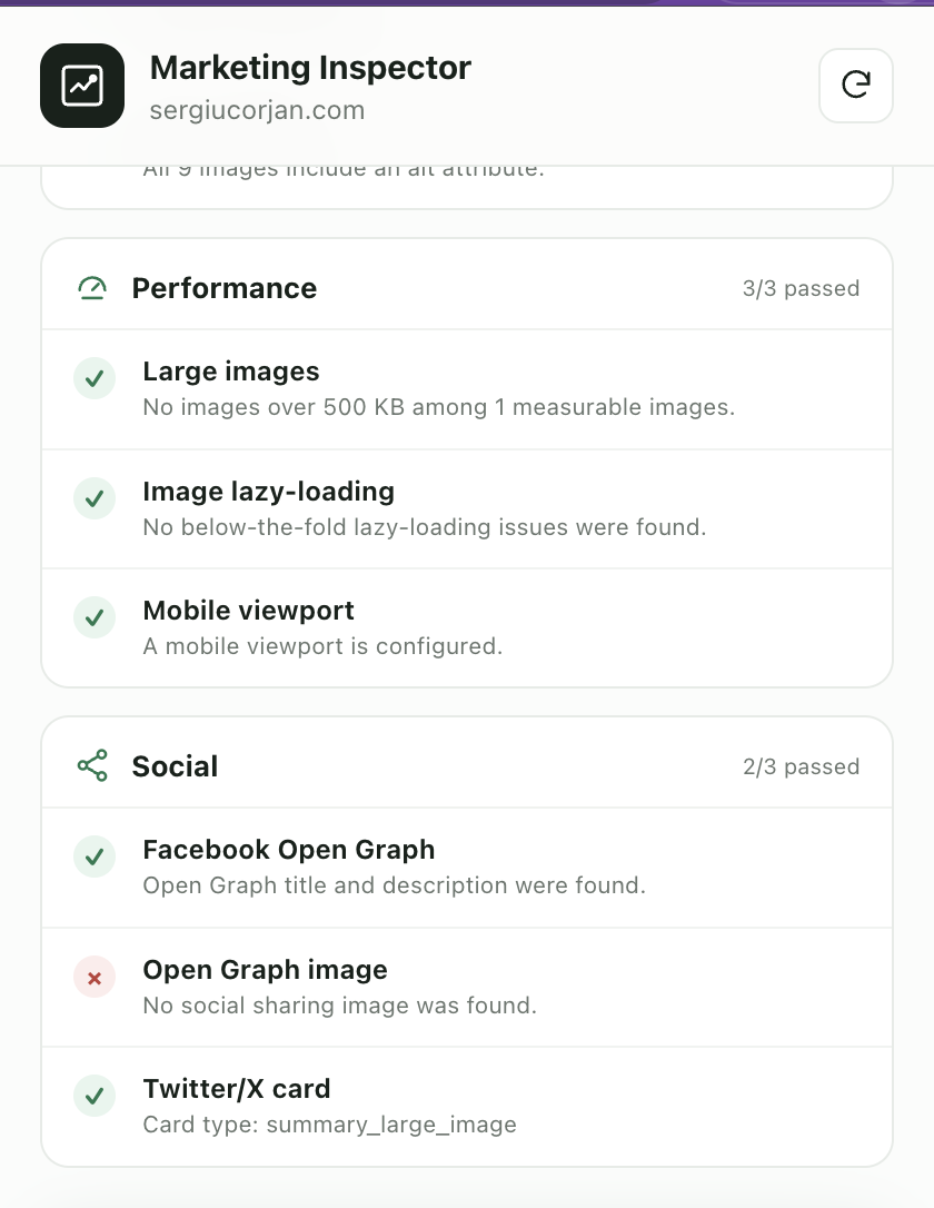 Website Marketing Inspector screenshot 3